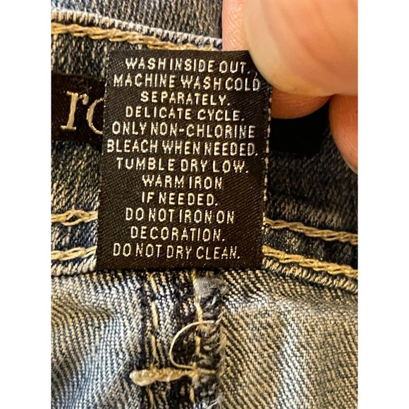 Roz & Ali Womens Jeans Straight Leg Mid Rise Stretch Sequin Pockets Blue Size 10 - Picture 10 of 10